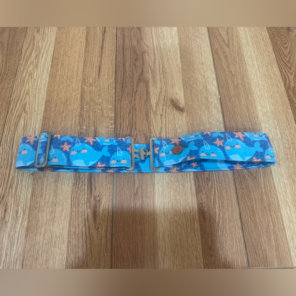 The Posh Pony Blue Whale Print  Equestrian Kids Belt